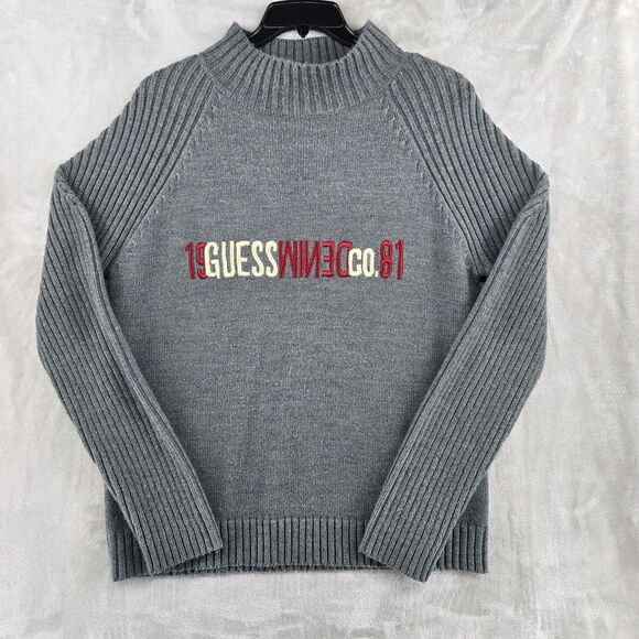 RARE Vtg Guess Jeans Denim Co Mens Large Knit Acrylic Sweater‎ Ribbed Kint Y2k